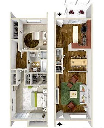 Floor plan Two Bedroom Townhome