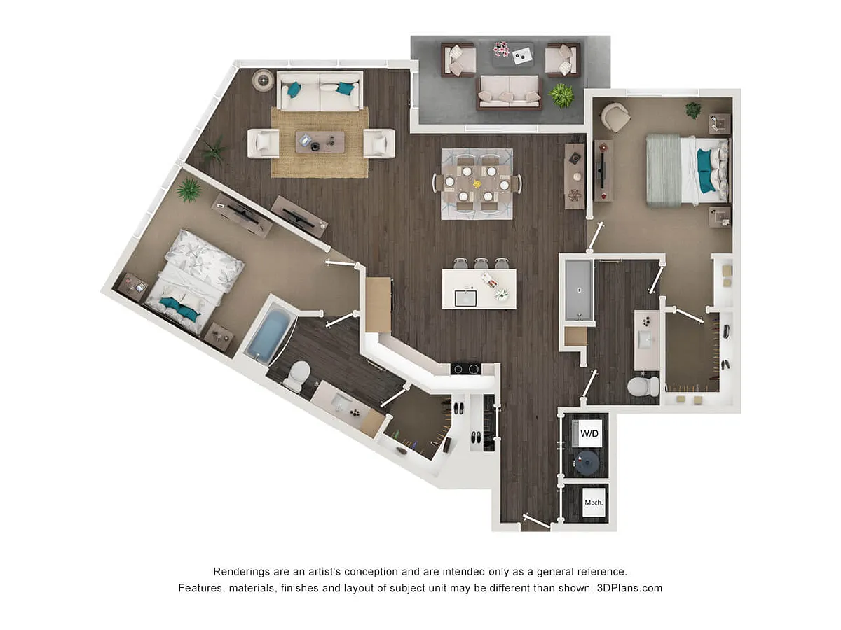 Floor plan B4 2x2 1314-1323 SF