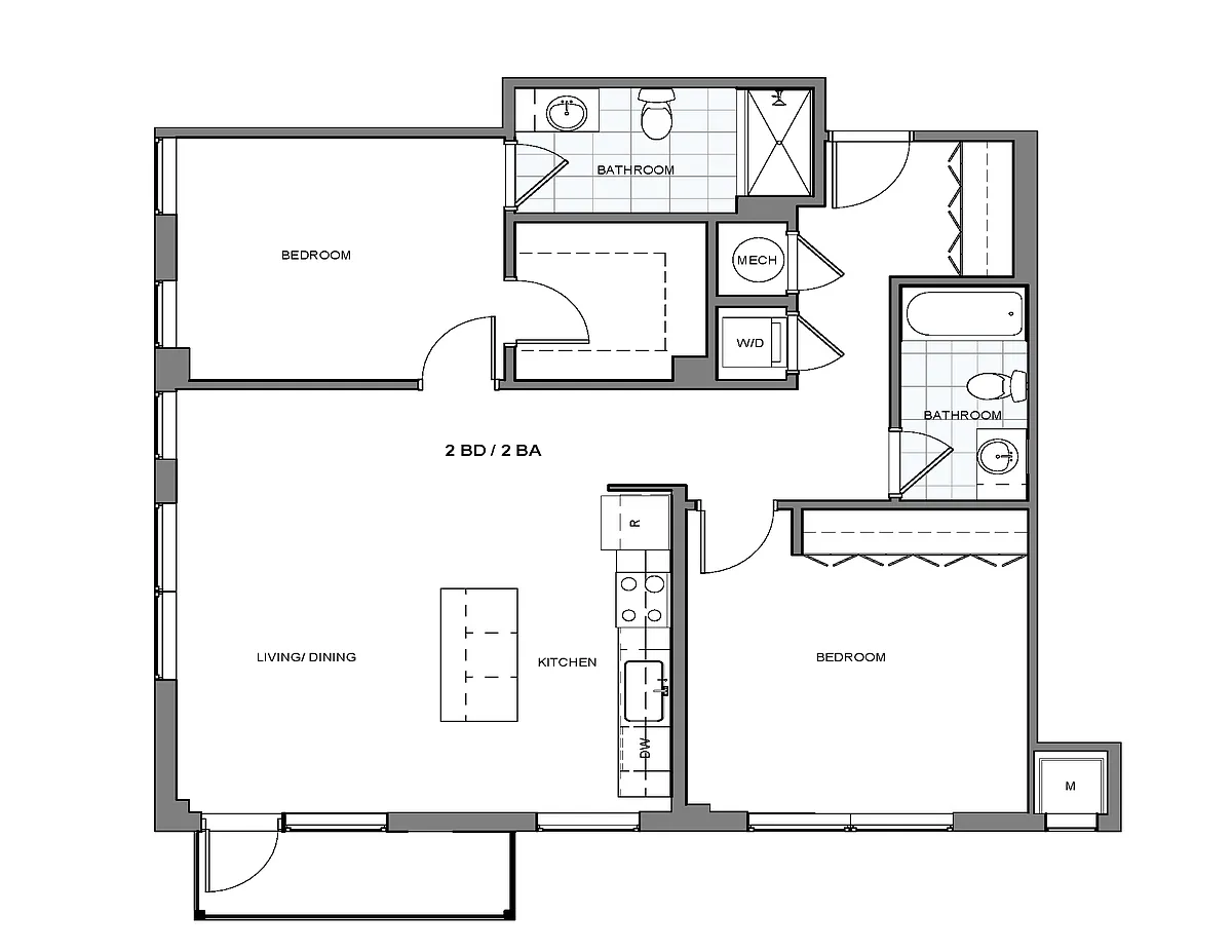 Floor plan Two Bedroom with Terrace