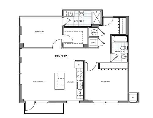 Floor plan Two Bedroom with Terrace