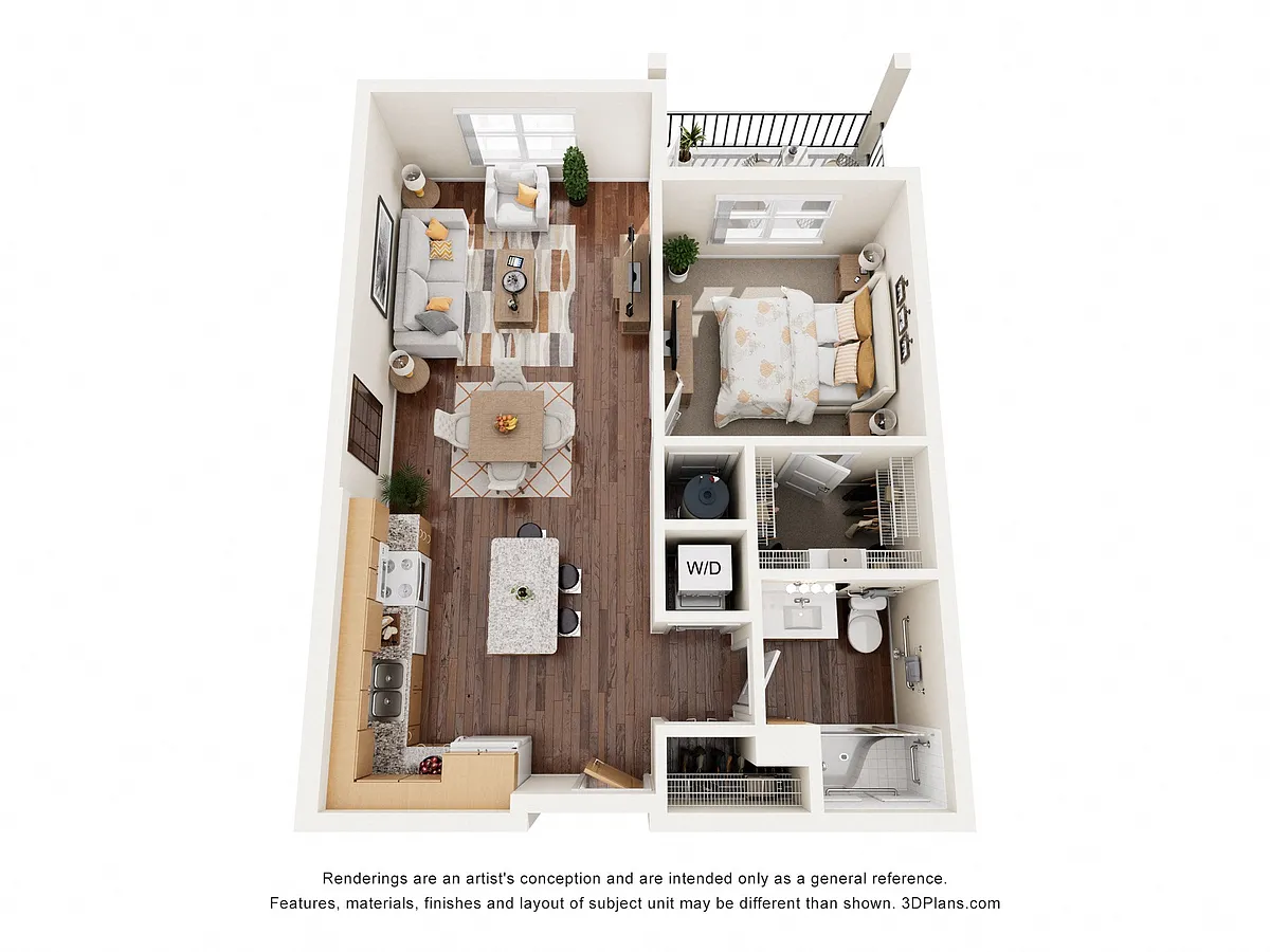 Floor plan One Bedroom 1A