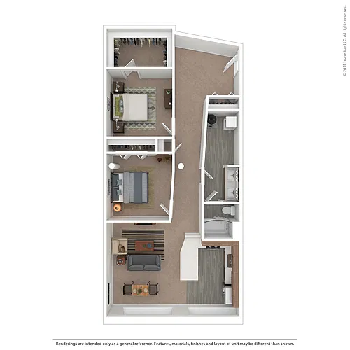Floor plan B1- 2 Bedroom 1 Bathroom - Tax Credit / Income Req