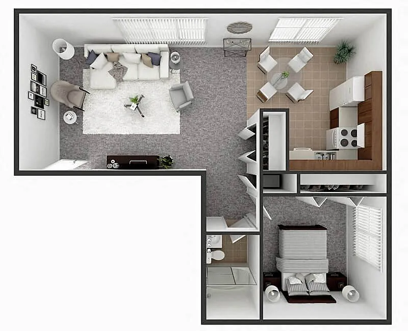 Floor plan 1 Bedroom 1 Bath 700 sq ft