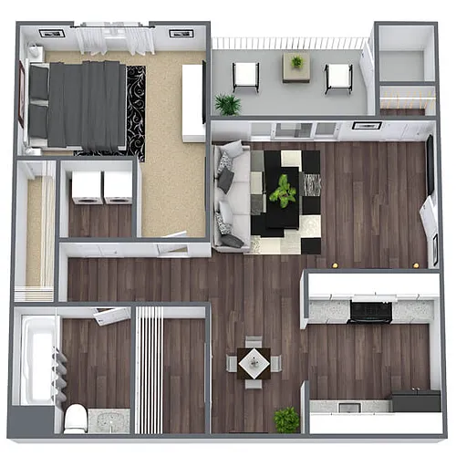 Floor plan A1: 1 Bed 1 Bath