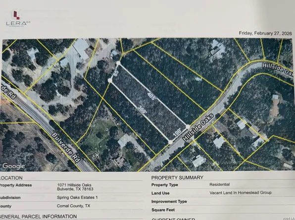 1071 Hillside Oaks LOT 19, Bulverde, TX 78163