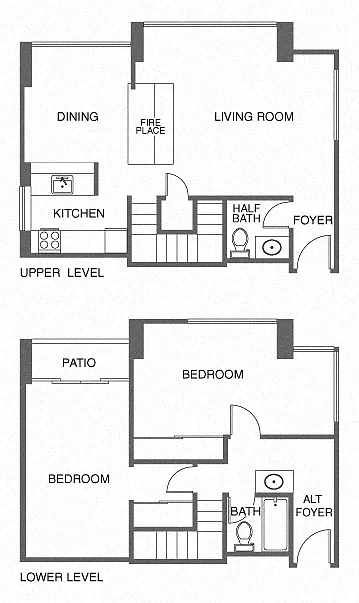 Floor plan Renovated 2 Bed, 1.5 Bath