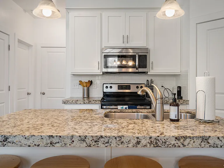 Kitchen counter with sink.