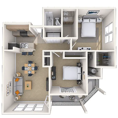 Floor plan Traditional 2x1 993 SF
