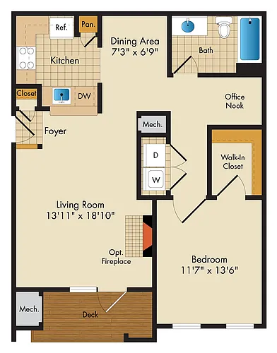 Floor plan 1 Bed 1 Bath