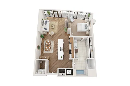Floor plan 1 BR x 1 BA Flat - B
