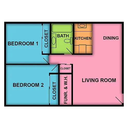 Floor plan 2 Bed 1 Bath