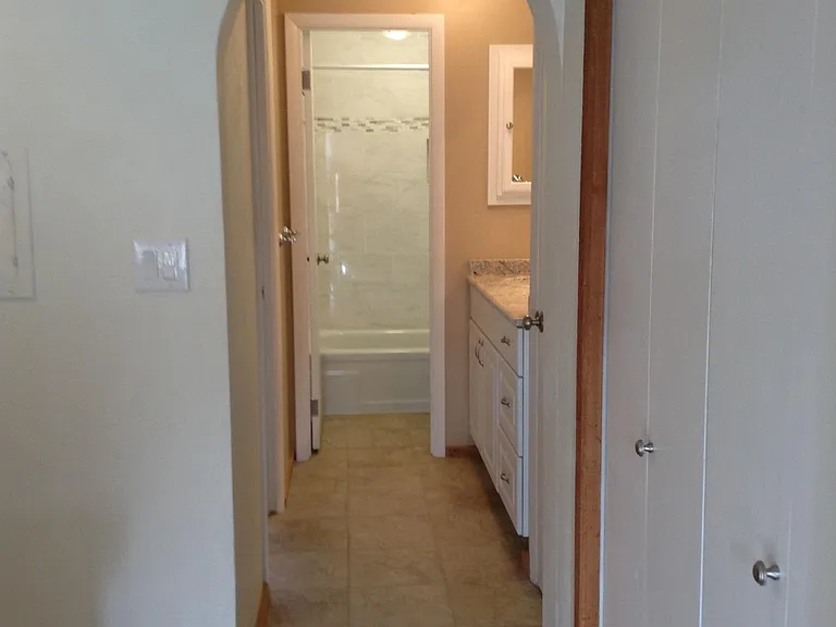 Dressing area and bathroom.