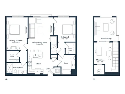 Floor plan C2 Loft | 2 Bed | 2 Bath | Loft