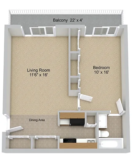 Floor plan One Bedroom Medium