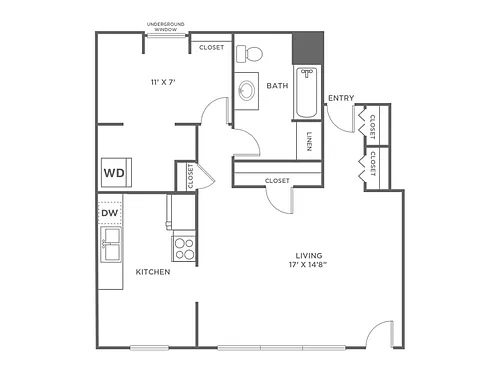 Floor plan Studio-Restored