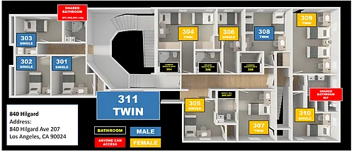 Floor plan 840 Hilgard Room 310