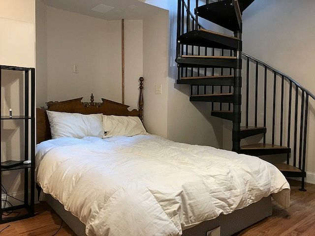 One bed option sleeping nook and spiral staircase
