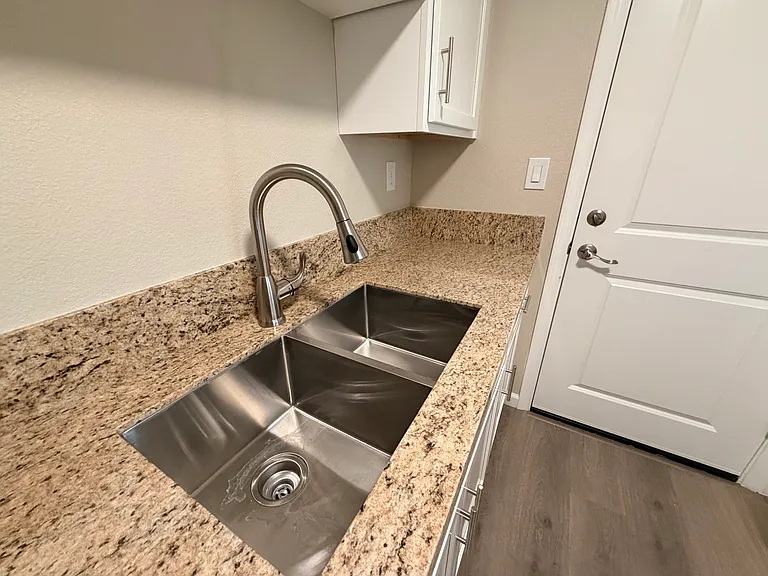 Granite counter and sink.
