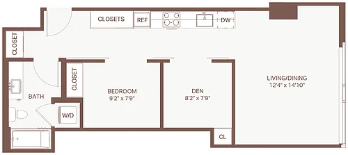 Floor plan Open 1x1 + Den D1 Olympic