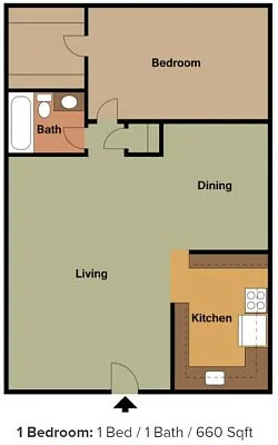 Floor plan 1 Bed 1 Bath