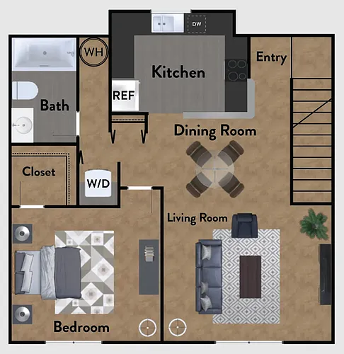 Floor plan 1 Bedroom 1 Bath Carriage House