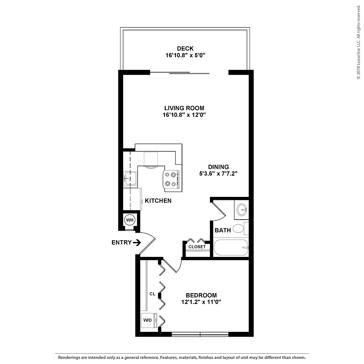 Floor plan 1 Bed/1 Bath-Horizon