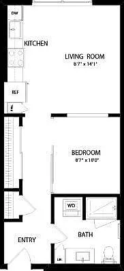 Elan Uptown Flats - A1B - 1 Beds - 1 Baths - 518 Sq. ft.