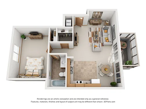 Floor plan One Bedroom B