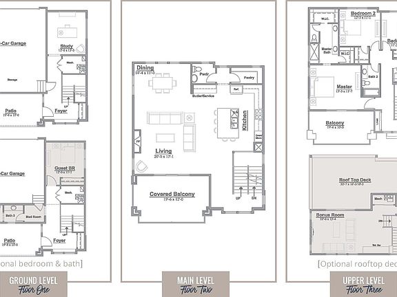 Floor plan - Home has optional bedroom/bath and no roofdeck