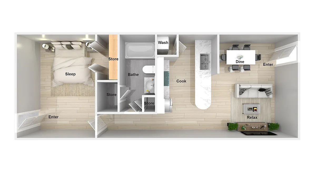 Floor plan 1 Bedroom 1 Bathroom Renovated
