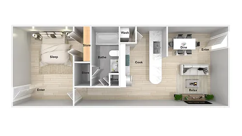 Floor plan 1 Bedroom 1 Bathroom Renovated