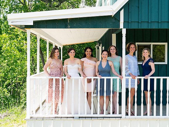 On the covered porch