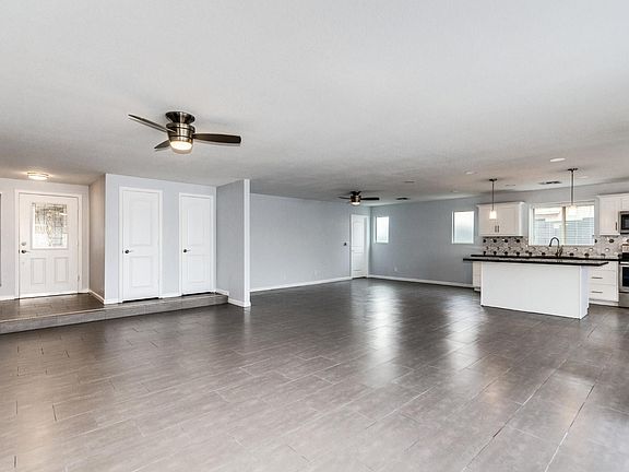 Family room, kitchen, dining area, entry