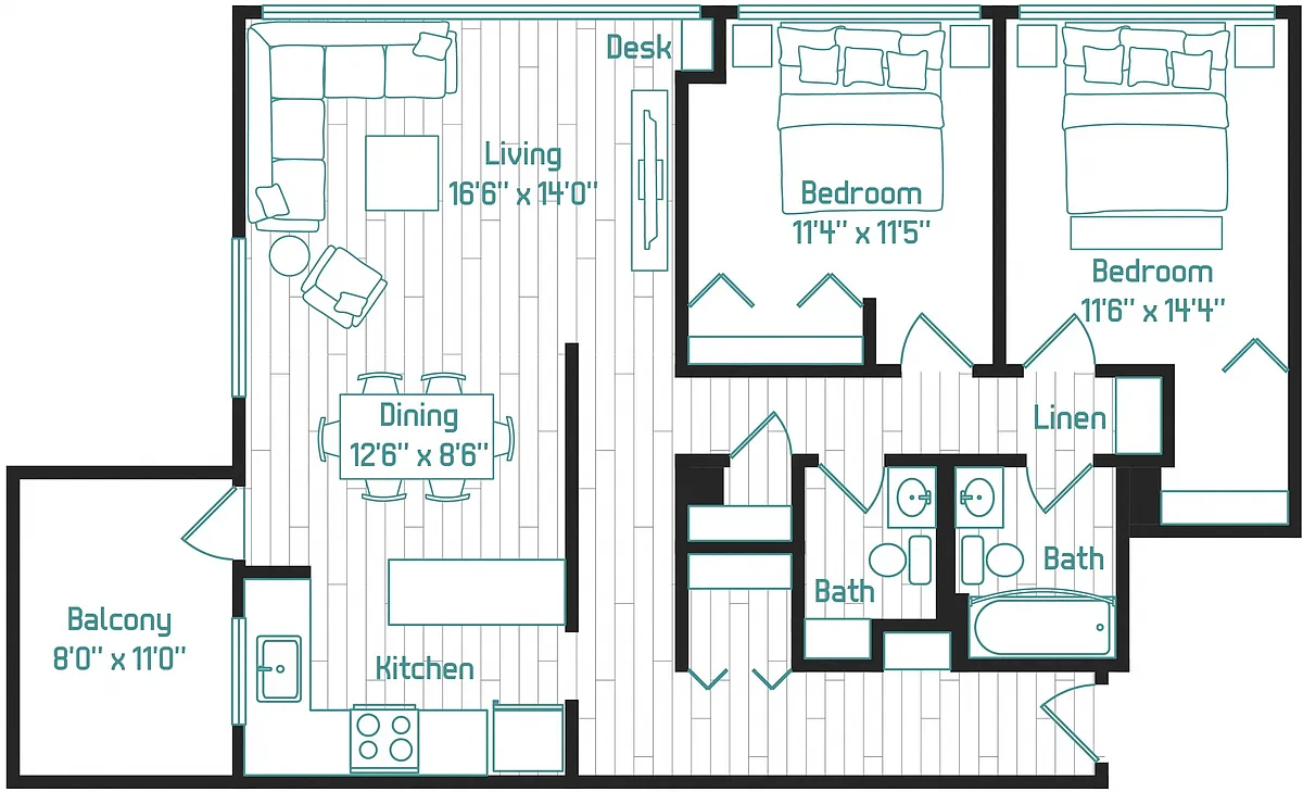 Floor plan 2X15 D