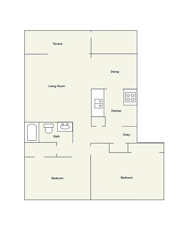 Floor plan 2 Bed 1 Bath