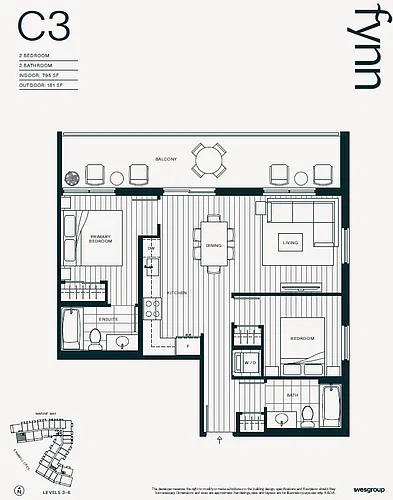 Floor plan 2 Bed + 2 Bath - C2