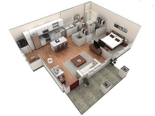 Floor plan 1 BR Grand Courtyard