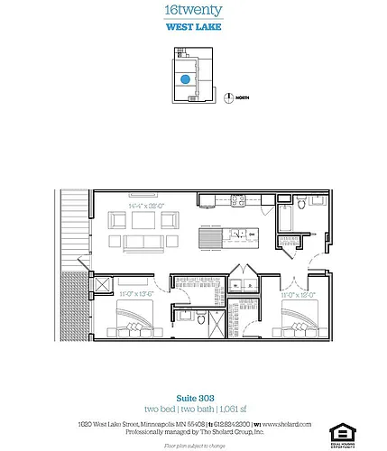 Floor plan Unit 303 - West View