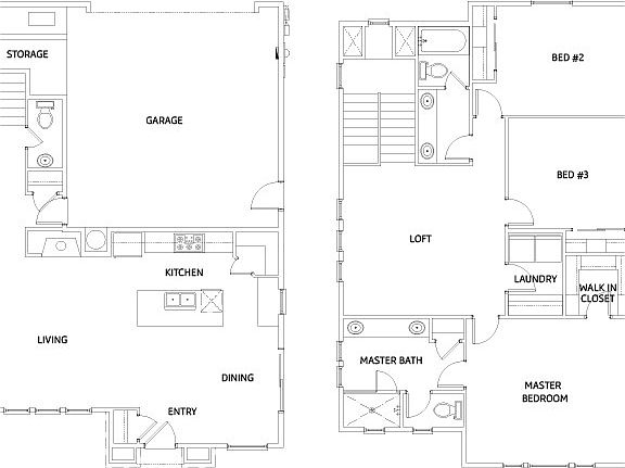 1927 sq ft, 3 Bed 2.5 BathLoft