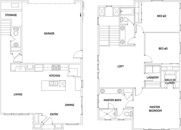 1927 sq ft, 3 Bed 2.5 BathLoft