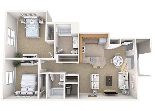 Floor plan Columbia Woods 2 Bedroom
