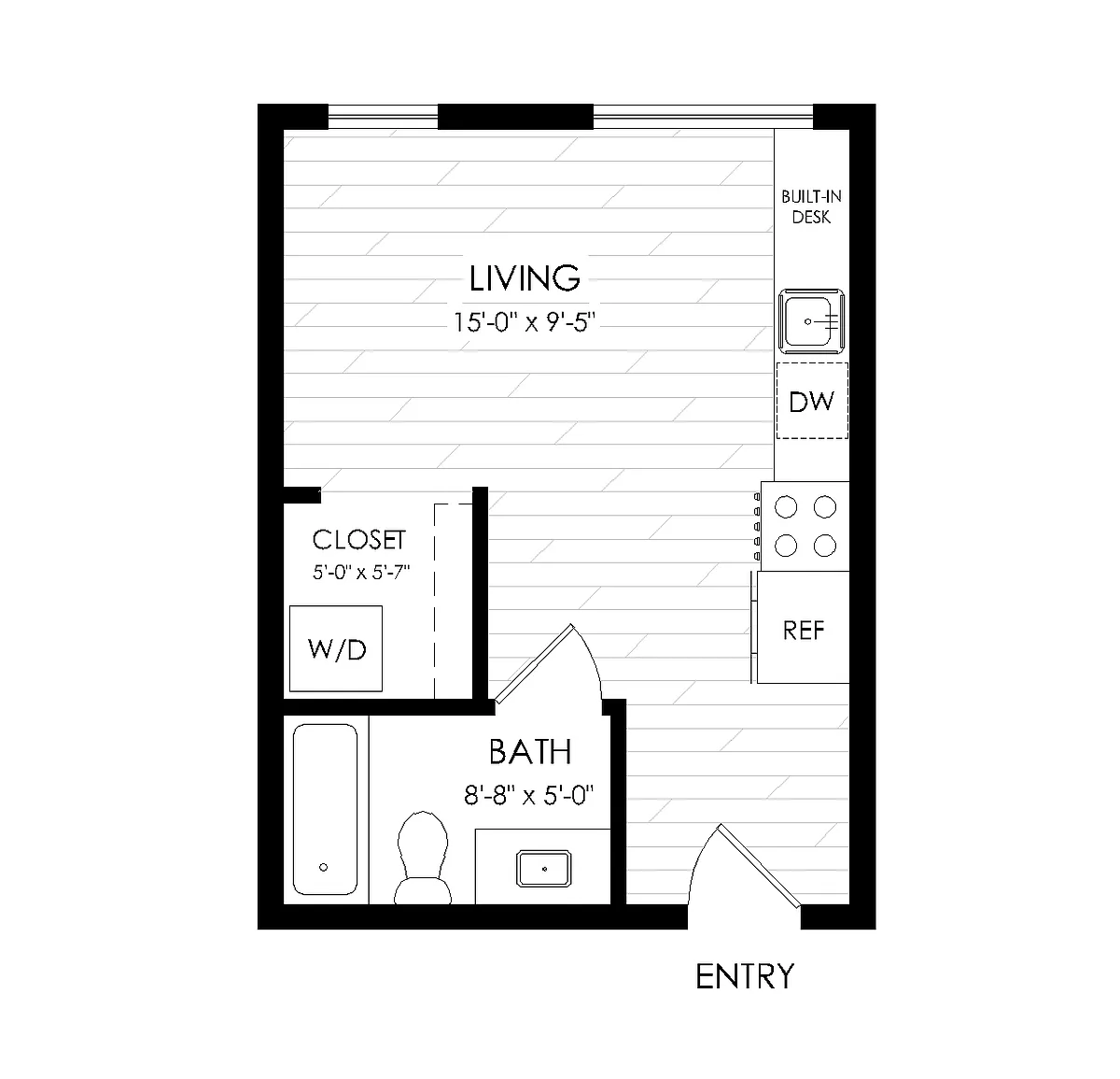 Floor plan Studio, 1 Bathroom S10