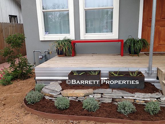 custom steel planters, with lavender