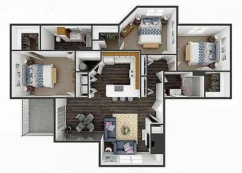 Floor plan 3 Bedroom 2 Bath