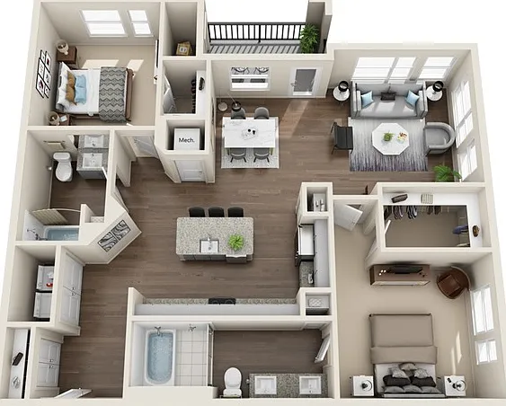 Two Bedrooms, Two Bathrooms, 1263 sqft, Full-Sized Washer/Dryer, Patio/Balcony Two Bedrooms, Two Bathrooms, 1263 sqft, Full-Sized Washer/Dryer, Patio/Balcony