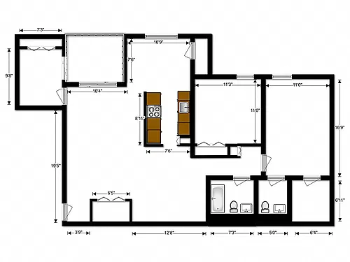 Floor plan 2 BEDROOM/DEN (2C)
