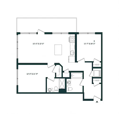 Floor plan 2 Bed / 2 Bath B-04M