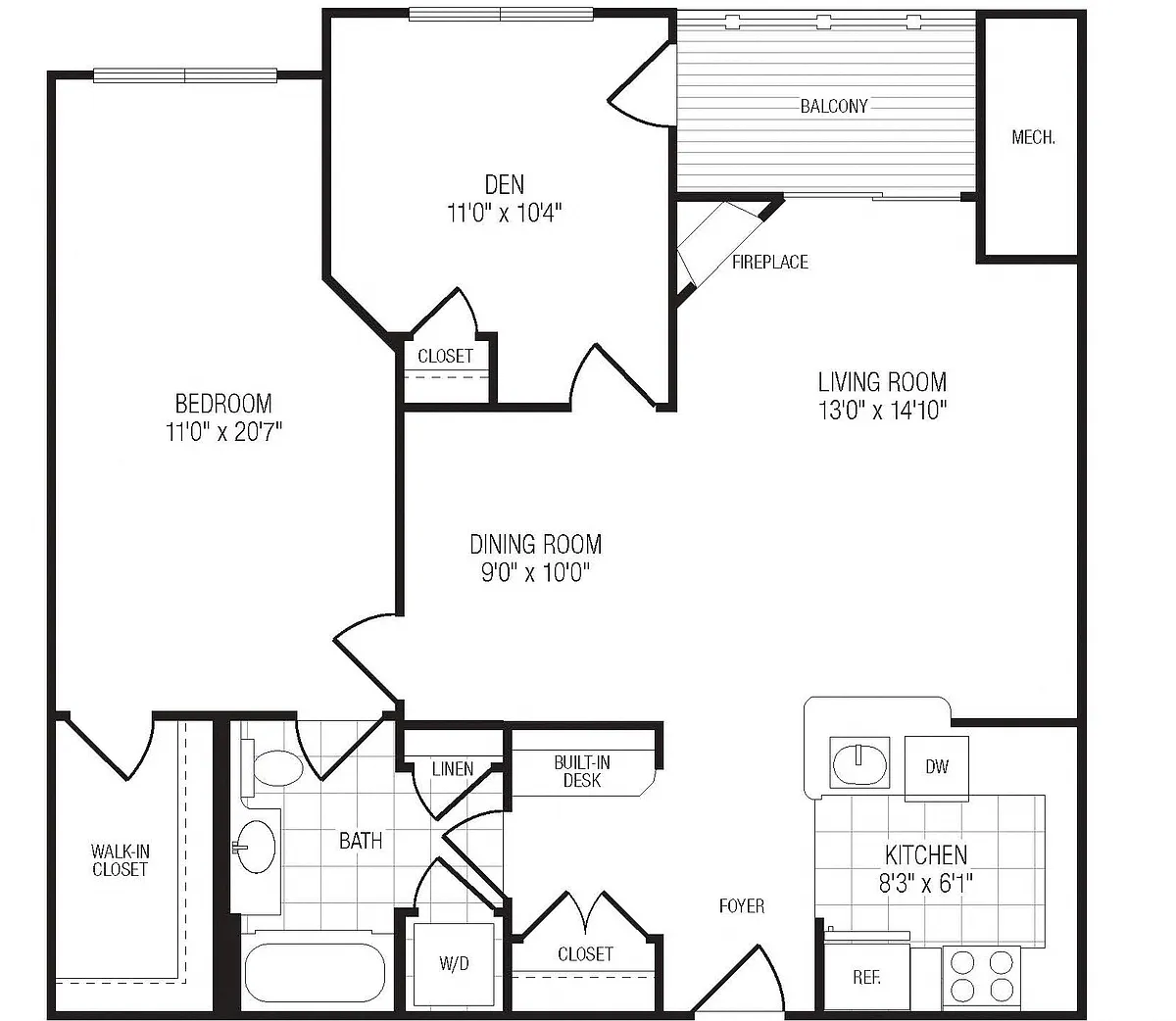 Floor plan Fenwick (w/den)