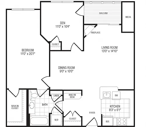 Floor plan Fenwick (w/den)