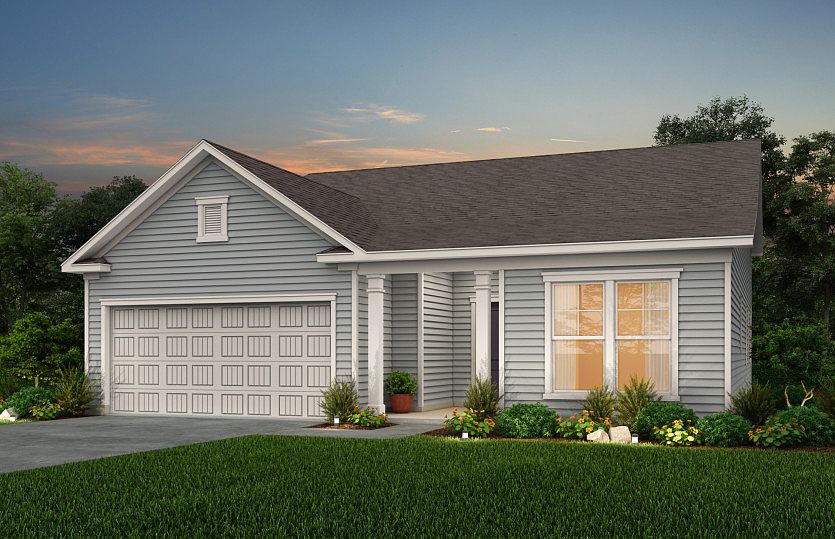 Bedrock new home Exterior LC2A with a double front window.